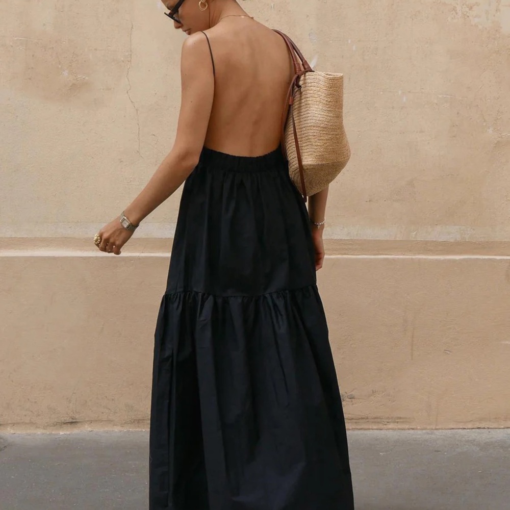 Commense Black Backless Maxi Dress